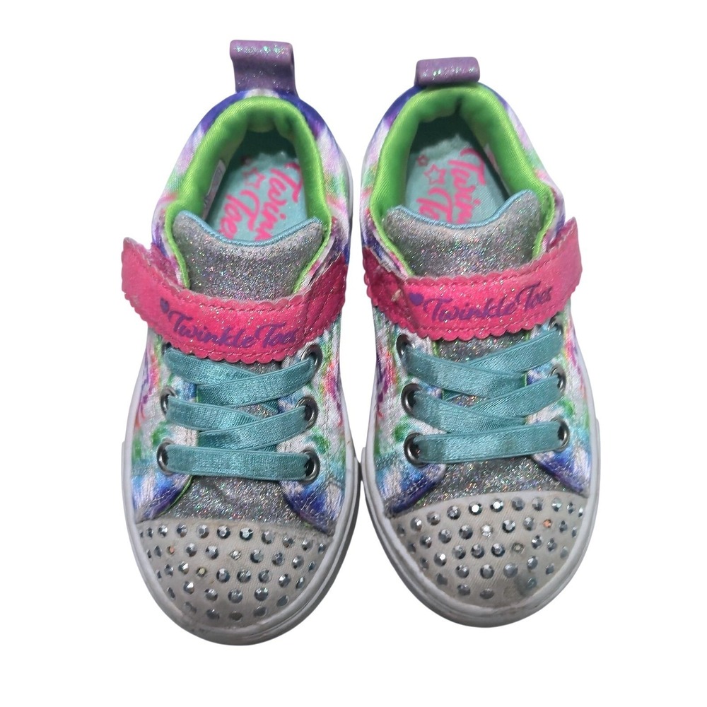 Twinkle Toes Light-Up Skechers Tie-Dye Shoes Strap Sneakers Girls‎ Sz 7 314841N